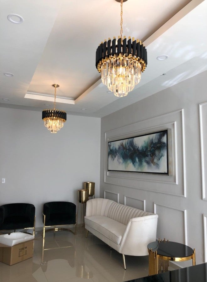 Lyse Decor Chandelier for Living Room Modern Ceiling Light Jhumar for Hall Light for Living Room and Hall Round Jhoomer Show Lights for Home Decoration Ceiling (Black 400 mm) - Image 3